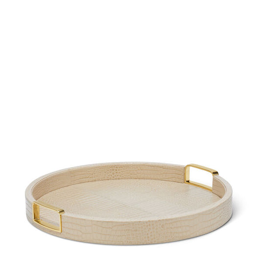 CARINA CROC LEATHER MEDIUM ROUND TRAY