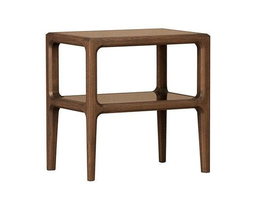 BELLAGIO RECTANGULAR WOOD AND GLASS BEDSIDE TABLE - Nairacent