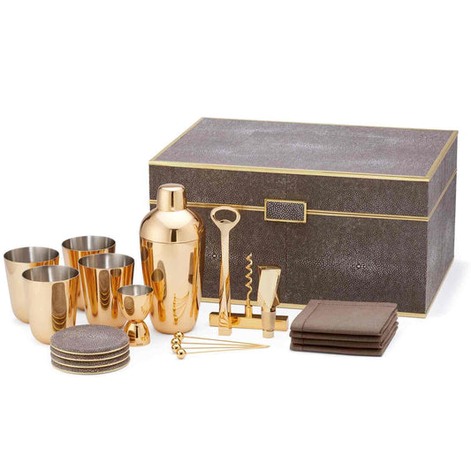 Chocolate Shagreen Bar Set - Nairacent