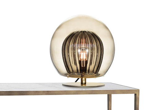 PLEATED CRYSTAL TABLE LAMP - SMOKE - Nairacent