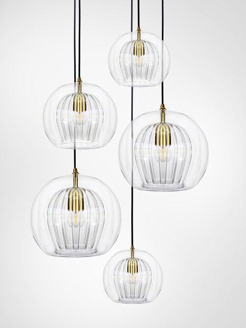 PLEATED CRYSTAL CLUSTER, CLEAR - 5 PIECE - Nairacent