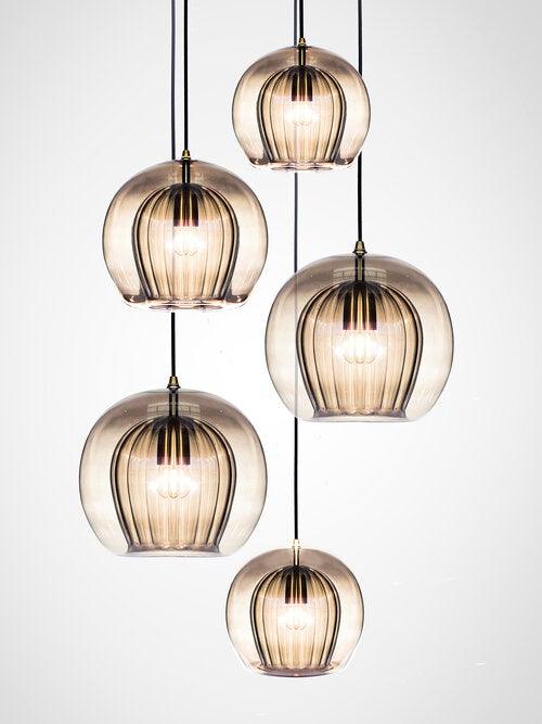 PLEATED CRYSTAL CLUSTER, SMOKE - 5 PIECE - Nairacent