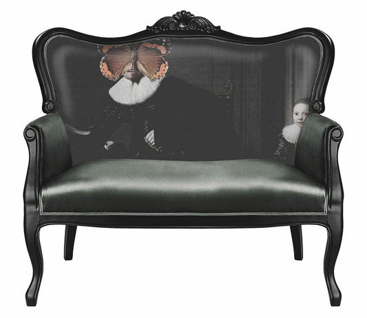 GREY VELVET SOFA WITH PINK BUTTERFLY ON MAN - Nairacent