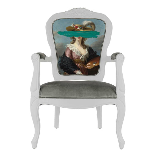 LIGHT BLUE MARK PORTRAIT PRINTED ARMCHAIR - Nairacent